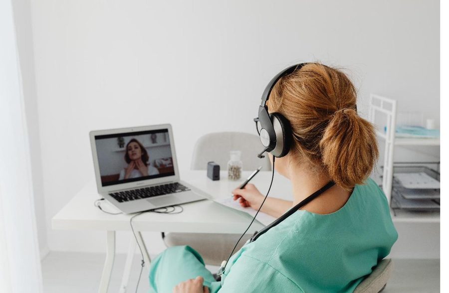 A coordinator on a video consultation call